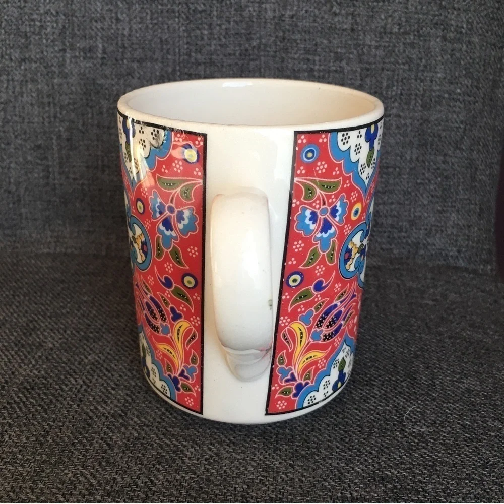 Colorful fleur-di-lis Coffee Mug, Red, Blue, Yellow, 11 oz